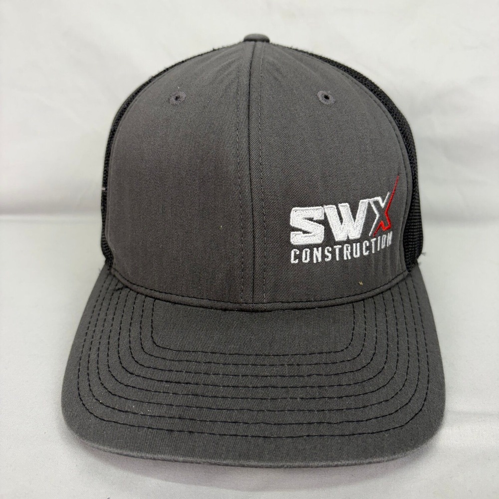 Richardson Trucker Hat SWX Construction Mens OSFM Gray Black Snapback Cap 112